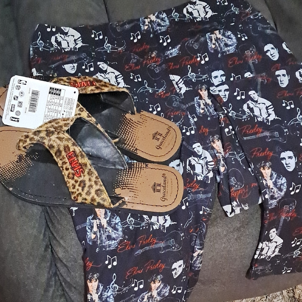 Elvis Presley Themed Black Leggings